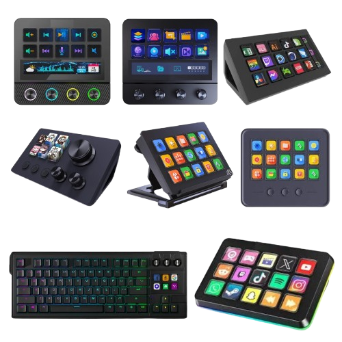 Controlador StreamDock com tela e botões configuráveis